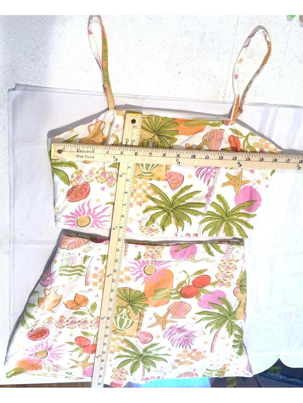 Tropical Print Spaghetti Strap Dress - Unbranded - Pink & Green